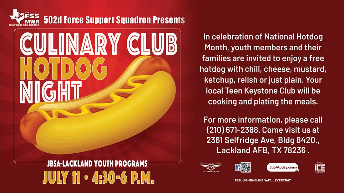 Culinary Club Hotdog Night, Joint Base San Antonio, JBSAToday