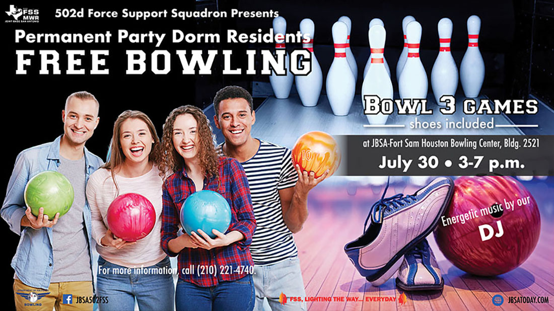 Permanent Party Dorm Resident Free Bowling | Joint Base San Antonio ...